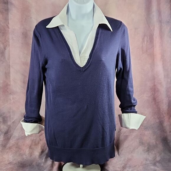 🩵Zac & Rachel White Pleated Button Front Adjustable Long Sleeve Top Large - Picture 5 of 16